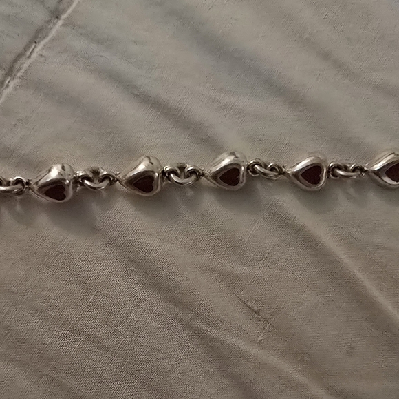 Jewelry - Silver Charm Bracelet With Red Enameled Heart Inlay